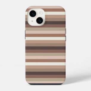 Coque Pour iPhone 14 Motif à rayures horizontales Mousse de moka et Acc