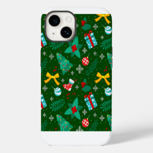 Coque Pour iPhone 14 Motif Abstrait de Noël vert