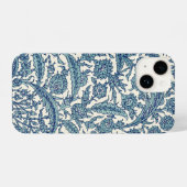 Coque Pour iPhone 14 Motif arabe Floral Orné Bleu (Verso Horizontal)