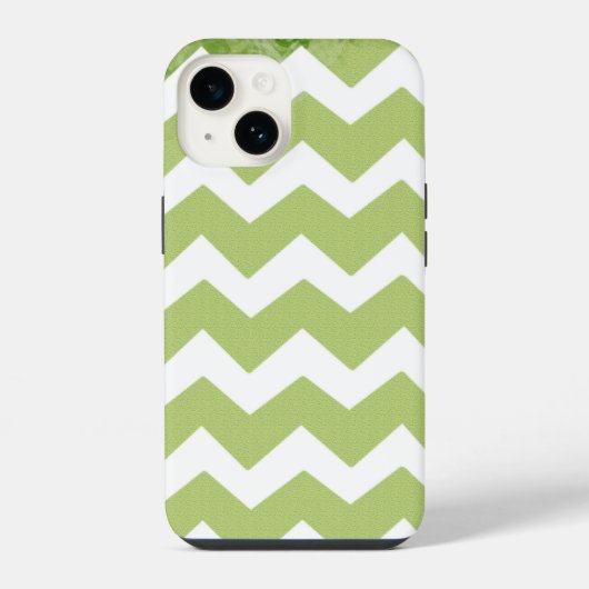 Coque Pour iPhone 14 Motif blanc vert Chevron (Verso)