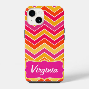 Coque Pour iPhone 14 Motif chevron zigzag multicolore