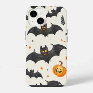 Coque Pour iPhone 14 Motif Citrouille et Chauves-souris d'Halloween Aut
