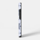 Coque Pour iPhone 14 Motif Damas de flocon bleu (Côté gauche)