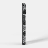 Coque Pour iPhone 14 Motif Damassé Rococo Noir sur Gris (Côté droit)