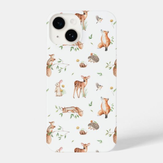 Coque Pour iPhone 14 Motif d'amis animaux de bois mignon (Verso)