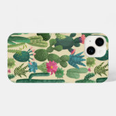 Coque Pour iPhone 14 Motif de cactus Turquoises verts en fleurs (Verso Horizontal)