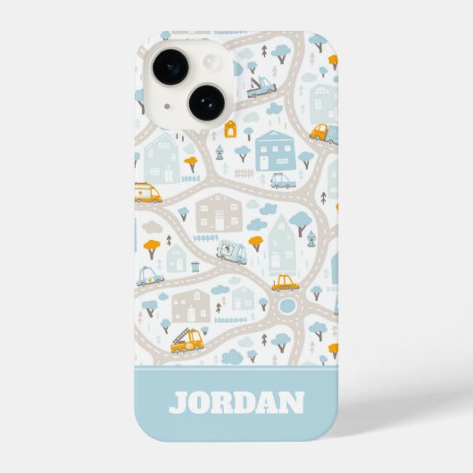 Coque Pour iPhone 14 Motif de carte de quartier de Cute Pastel (Verso)