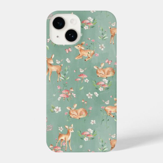 Coque Pour iPhone 14 Motif de cerfs à l'aquarelle (Verso)