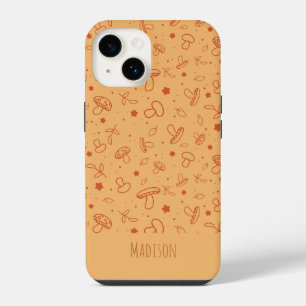 Coque Pour iPhone 14 Motif de champignon automnal brun terreux