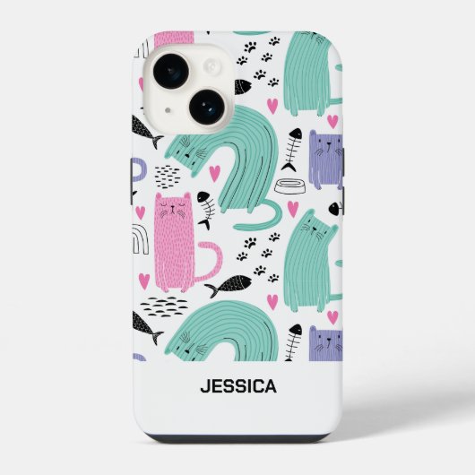 Coque Pour iPhone 14 Motif de chats mignons (Verso)