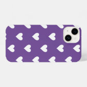 Coque Pour iPhone 14 Motif de coeur moderne violet blanc (Verso Horizontal)