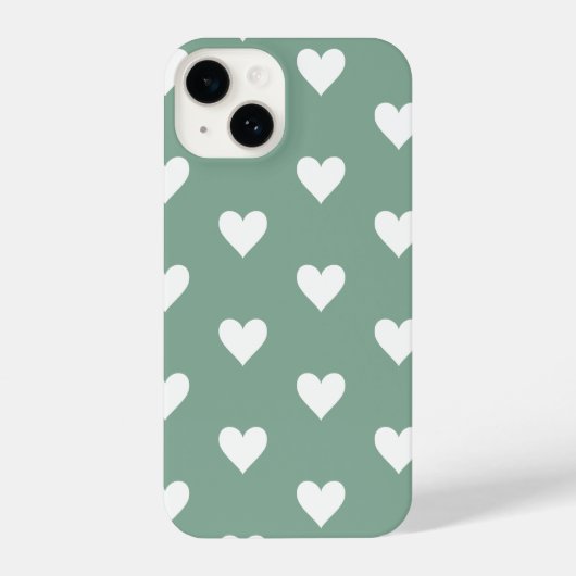 Coque Pour iPhone 14 Motif de coeur vert Sage (Verso)