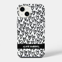 Motif de Coeurs noir et blanc élégant Personnalise