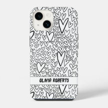 Motif de Coeurs noir et blanc élégant Personnalise