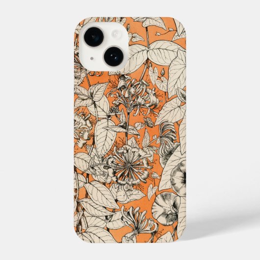 Coque Pour iPhone 14 Motif de fleurs graphiques blanches orange (Verso)