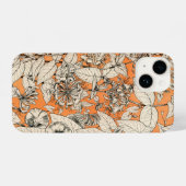 Coque Pour iPhone 14 Motif de fleurs graphiques blanches orange (Verso Horizontal)