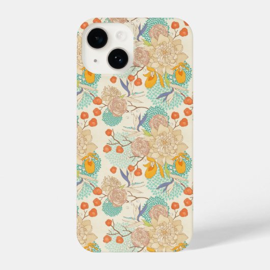Coque Pour iPhone 14 Motif de jardin fleuri coloré (Verso)