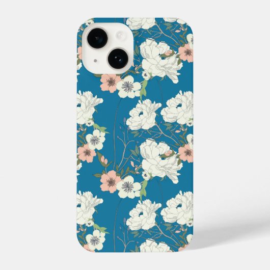 Coque Pour iPhone 14 Motif de jardin floral blanc (Verso)