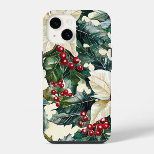 Coque Pour iPhone 14 Motif de Noël floral de Poinsettia (19)