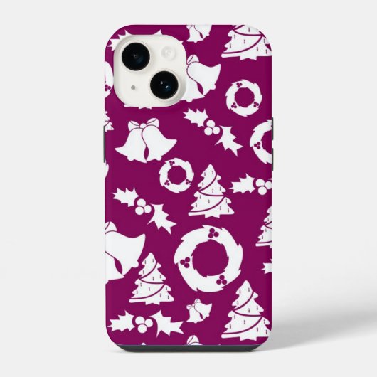 Coque Pour iPhone 14 Motif de Noël violet (Verso)