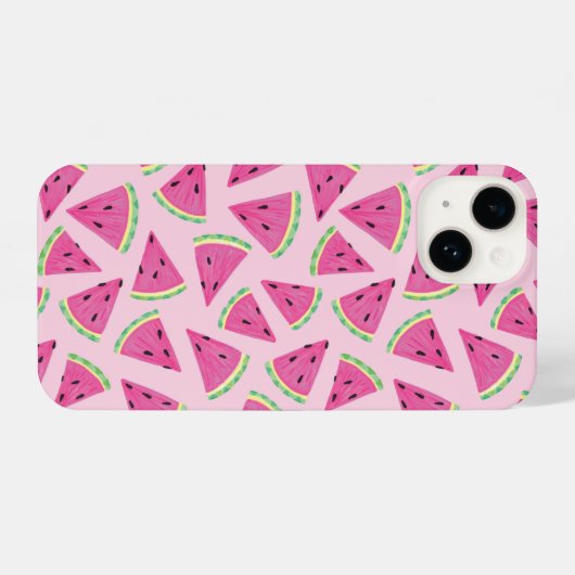 Coque Pour iPhone 14 Motif de pastèque rose (Verso Horizontal)