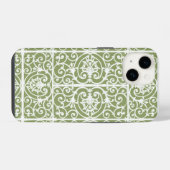 Coque Pour iPhone 14 Motif de rinceaux vert olive (Verso Horizontal)