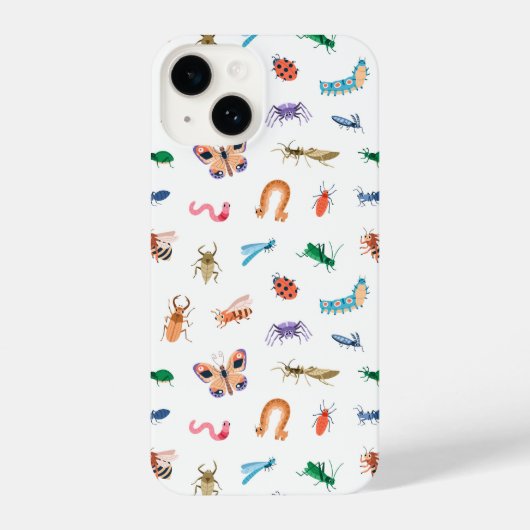 Coque Pour iPhone 14 Motif d'insectes coloré mignon (Verso)