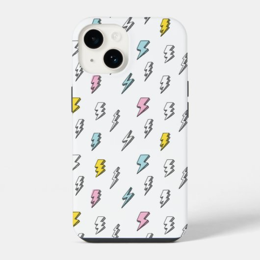 Coque Pour iPhone 14 Motif éclair doodle mignon (Verso)