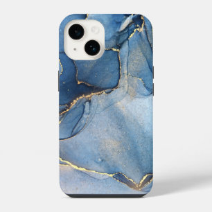 Coque Pour iPhone 14 Motif en marbre bleu or unique iPhone / Android