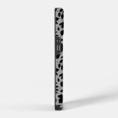 Coque Pour iPhone 14 Motif Feuille tombé noir sur gris (Côté droit)