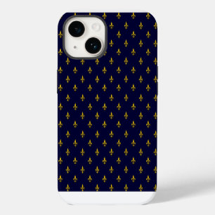 Coque Pour iPhone 14 Motif Fleur De Lis Bleu Royal