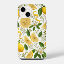 Motif floral botanique et citron pressé réaliste