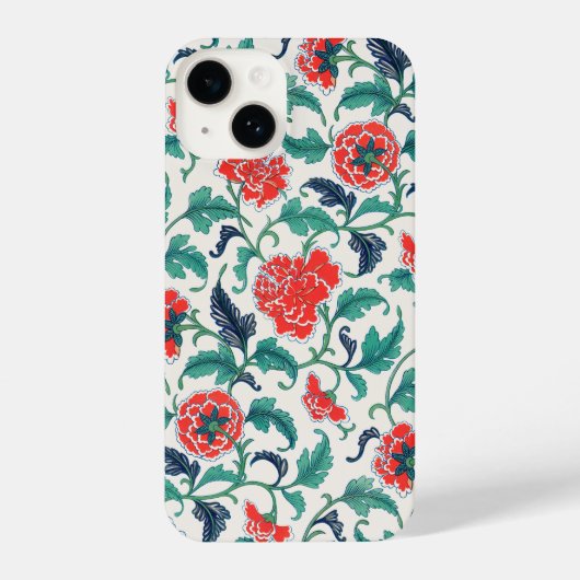 Coque Pour iPhone 14 Motif floral rouge et vert (Verso)