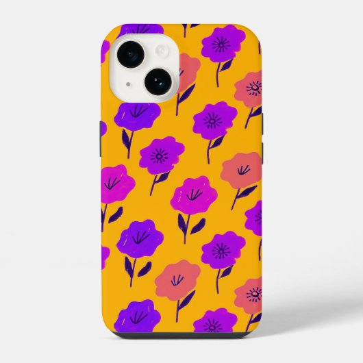 Coque Pour iPhone 14 Motif floral vibrant (Verso)