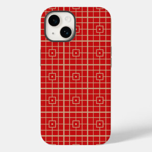 Coque Pour iPhone 14 Motif géométrique chinois traditionnel rouge et or