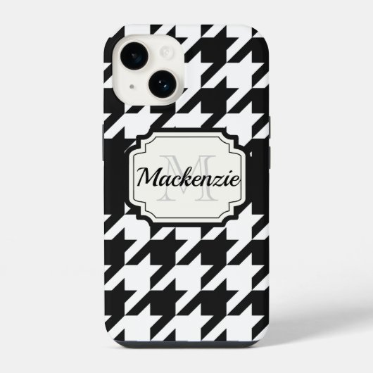 Coque Pour iPhone 14 Motif Houndstooth (Verso)