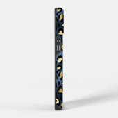 Coque Pour iPhone 14 Motif léopard bleu or monogramme (Côté droit)