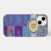 Coque Pour iPhone 14 motif monogramme (Verso Horizontal)