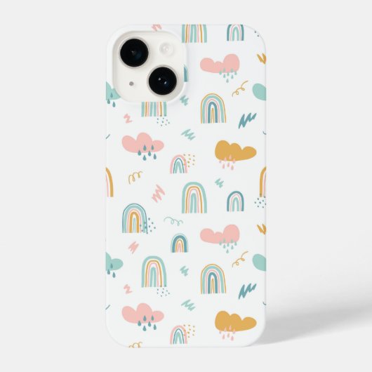 Coque Pour iPhone 14 Motif nuage Rainbow et pluie amusant (Verso)