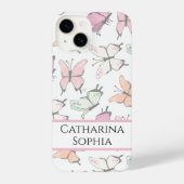 Coque Pour iPhone 14 Motif papillon avec nom (Verso)