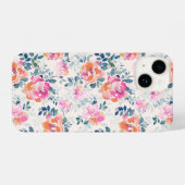 Coque Pour iPhone 14 Motif rose et Turquoise (Verso Horizontal)