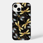 Coque Pour iPhone 14 Motif sans couture avec libellules d'or (Verso)