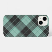 Coque Pour iPhone 14 Motif simple tartan en coque turquoise iPhone 14 (Verso Horizontal)