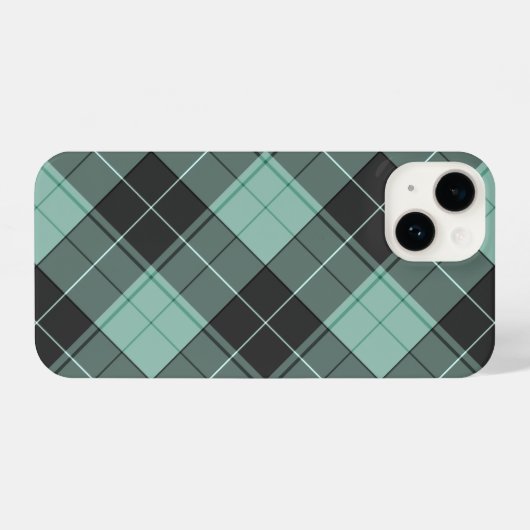 Coque Pour iPhone 14 Motif simple tartan en coque turquoise iPhone 14 (Verso Horizontal)