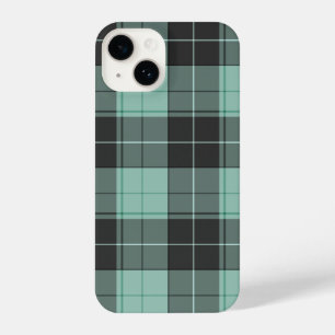 Coque Pour iPhone 14 Motif tartan simple en turquoise