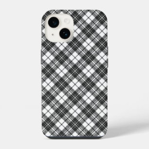Coque Pour iPhone 14 Motif tartan vacances Noël noir blanc