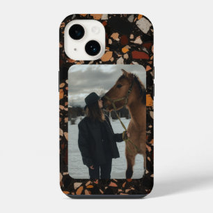 Coque Pour iPhone 14 Motif terrazzo personnalisé de cheval de photo équ