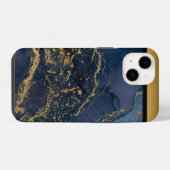 Coque Pour iPhone 14 Motif unique de marbre bleu or iPhone / Android (Verso Horizontal)