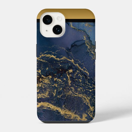 Coque Pour iPhone 14 Motif unique de marbre bleu or iPhone / Android (Verso)