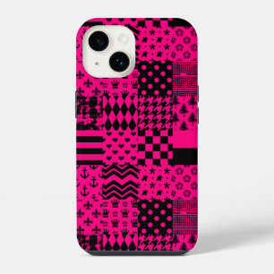 Coque Pour iPhone 14 Motifs mélangés rose noir